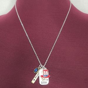 Stars & Stripes Charms Necklace Vibrant Red, Royal Blue, And White Accents